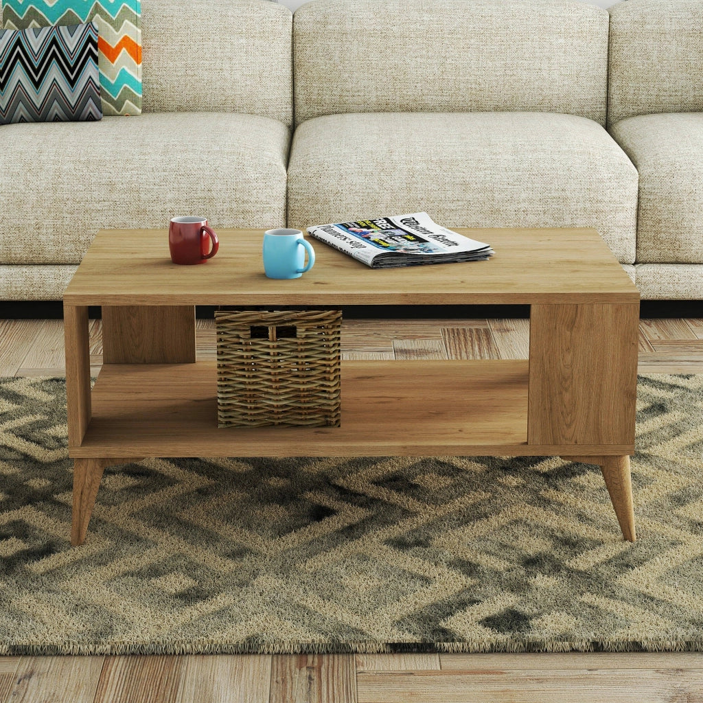 Lozio, Tavolino da Salotto un Vano, 41.6x90x54h cm Marrone Quercia