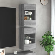Mobili TV a Parete con Luci LED 2pz Grigio Sonoma 40x30x60,5 cmcod mxl 110109