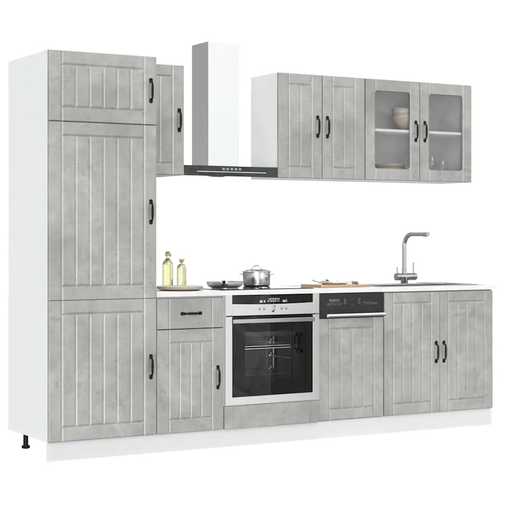 Set Mobili da Cucina 8 pz Kalmar Grigio Cemento in Truciolato