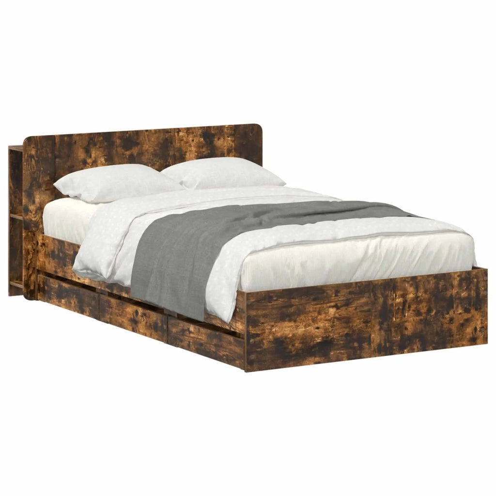 Telaio del letto con storage Rovere Fumo 120 x 190 cm