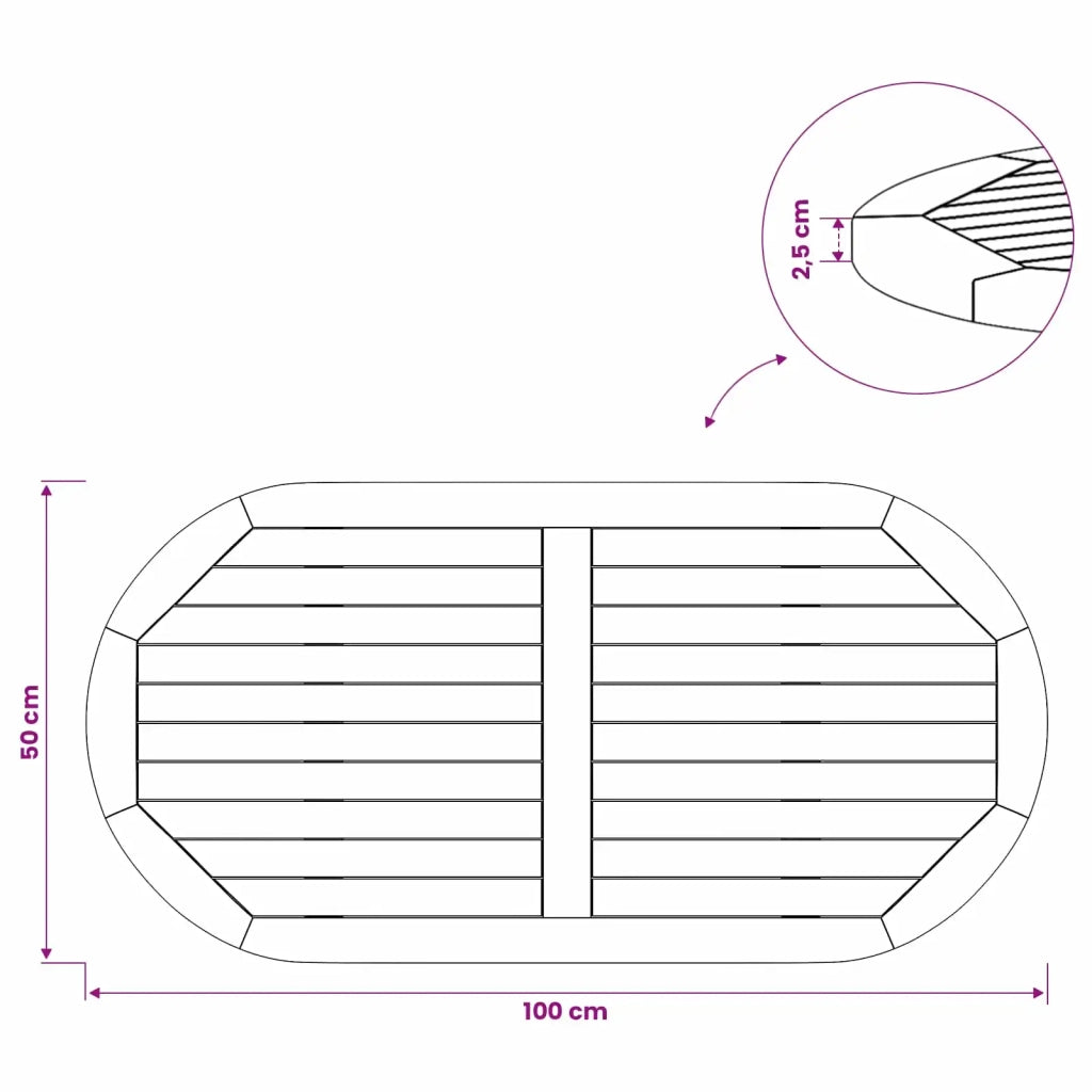Piano del tavolo Ovale Legno di teak solido Naturale 42033172