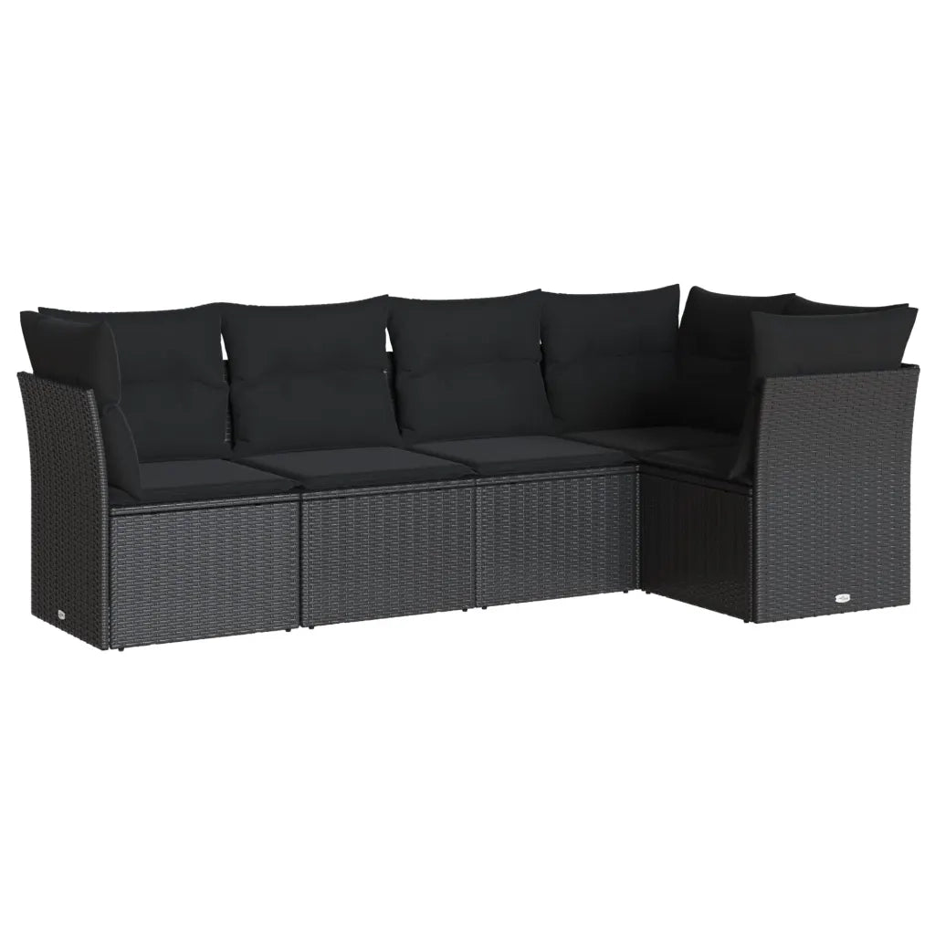 Set Divani da Giardino 5 pz con Cuscini in Polyrattan Nero 3217595