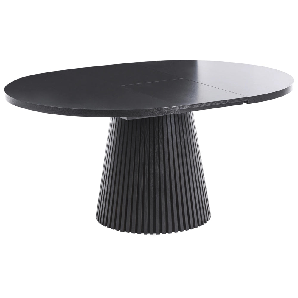 Tavolo da pranzo allungabile gambe a coste legno di frassino nero 120/160 x 75 cm stile moderno industriale