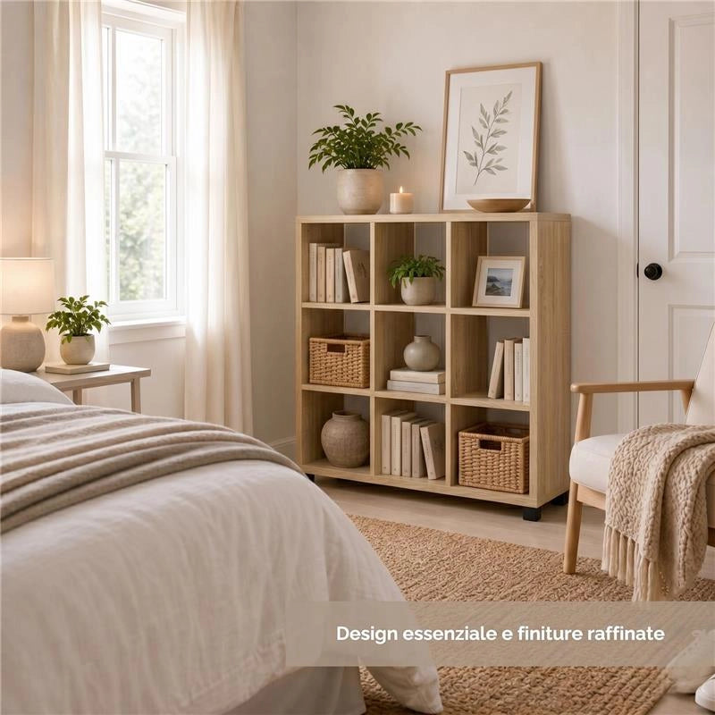 LIBRERIA IN MDF ROVERE CON NOVE RIPIANI MISURE: 90X24X99 CM
