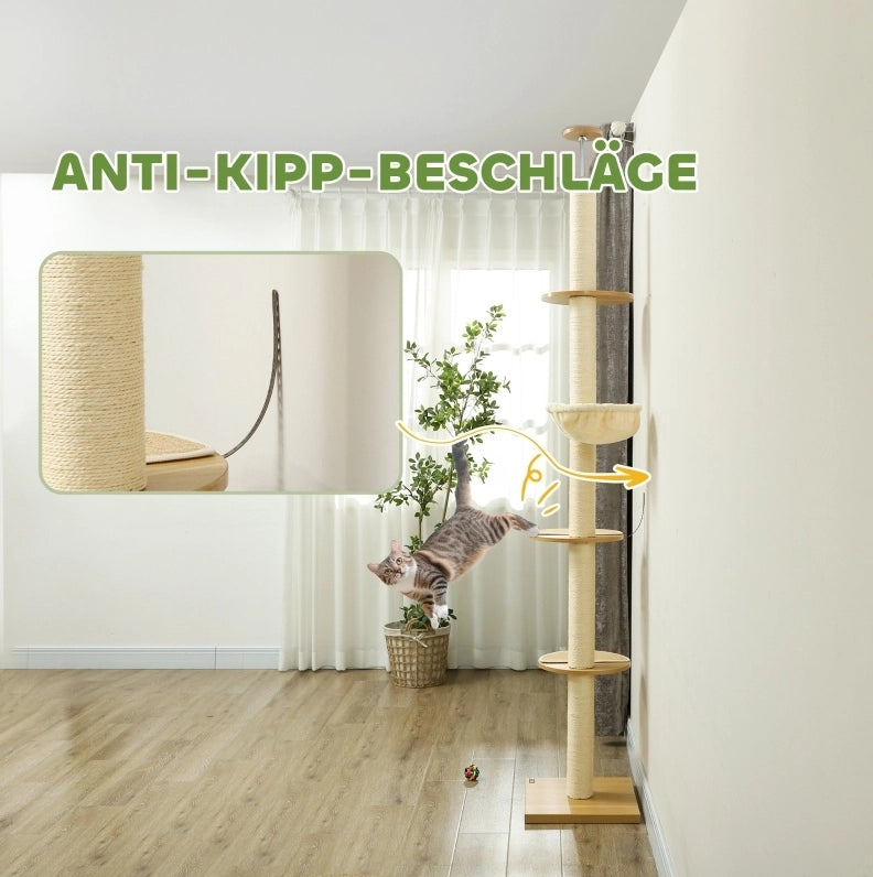 Tiragraffi regolabile da soffitto in rovere, 230-250 cm