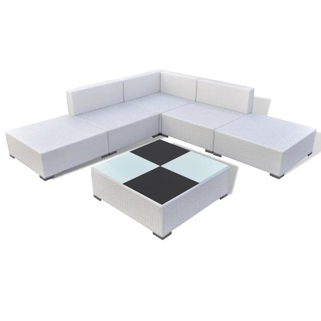 Set Divani da Giardino 6 pz con Cuscini in Polyrattan Bianco cod mxl 35058