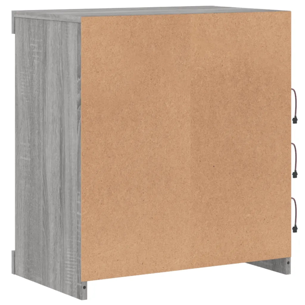 Credenza con Luci LED-Buffet-Armadio da cucina Grigio Sonoma 60,5x37x67 cm