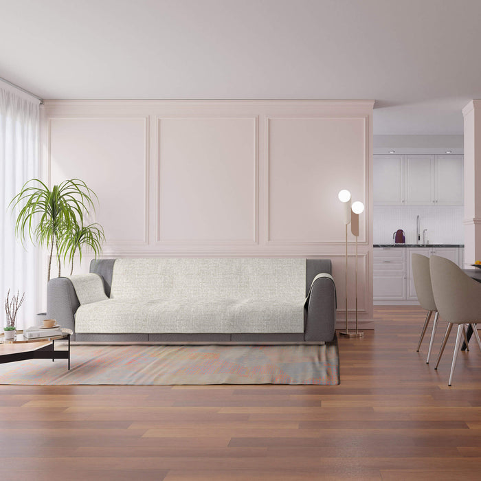 Copridivano con Copri Braccioli Seduta 60 cm in Poliestere Beige