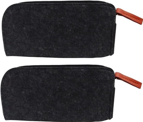 Tas multifunzionale per matite - Borsa per carta da lettera - Ripostiglio per accessori, cosmetici, piccoli oggetti - Nero Grigio - Adatto per 2 pezzi - B