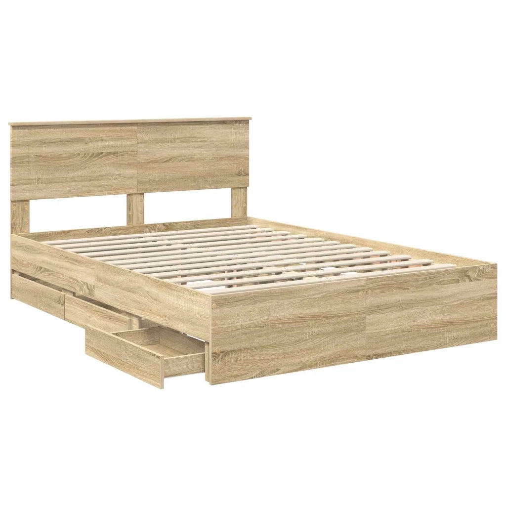 Struttura del letto con cassetto Rovere Sonoma 140 x 190 cm 3407979