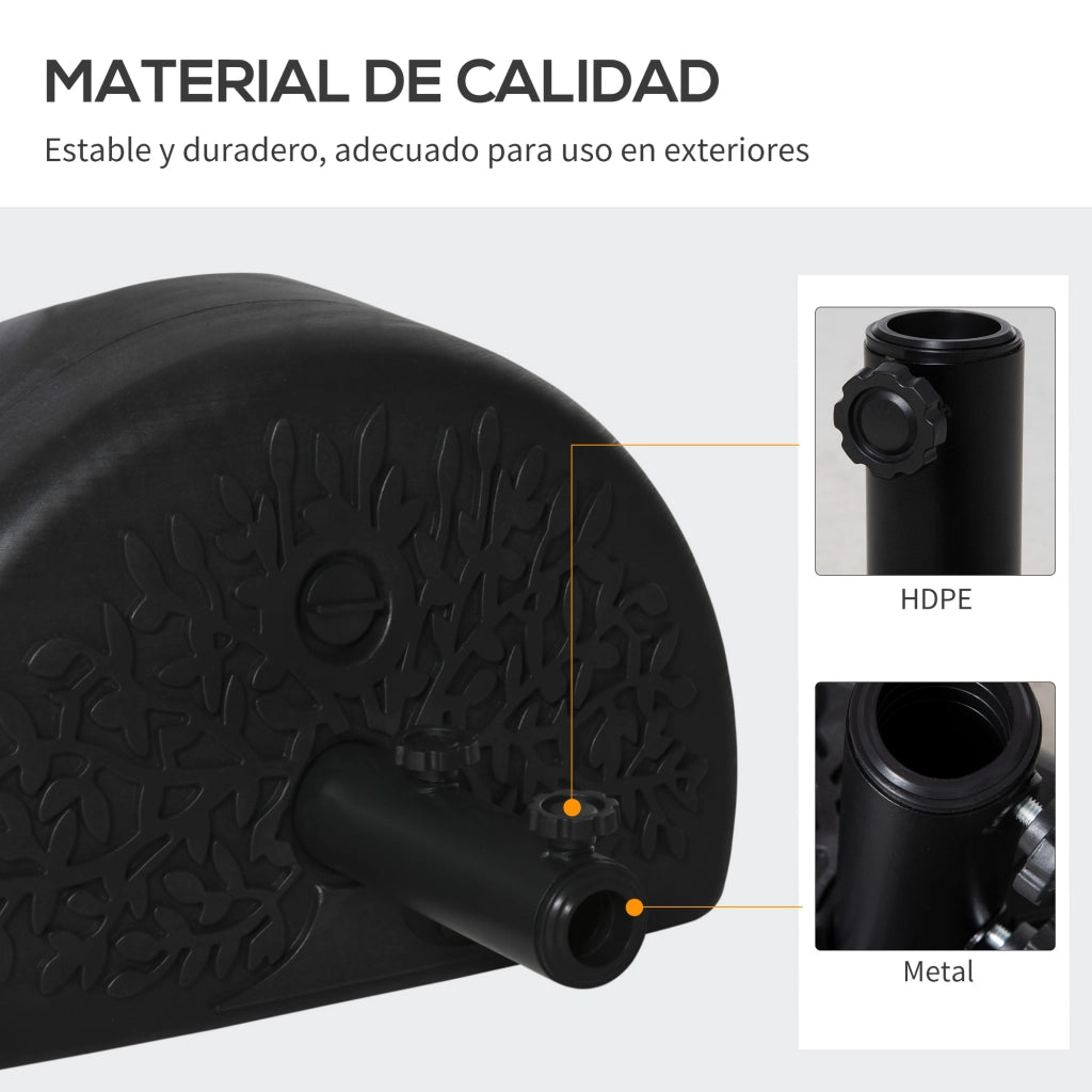 Supporto Parasol Semicircolare ?38/48 mm ¨C zephmum ¨C Riempi con Sabbia 21 kg o Acqua 18 kg, Nero