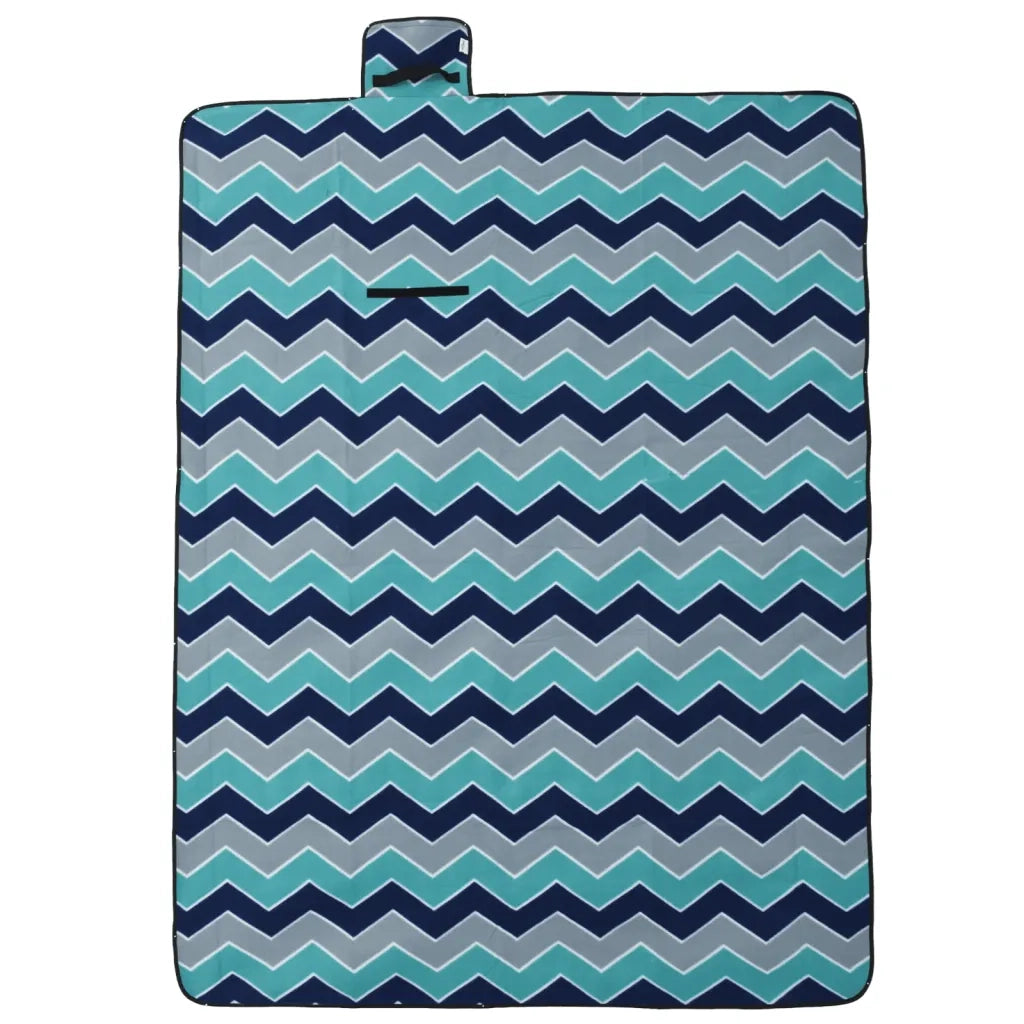 Tovaglia da Picnic Pieghevole A Onde Blu 200x150 cm in Velluto CFW9824687