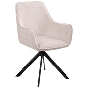 Sedia da pranzo girevole in tessuto beige chiaro con braccioli, stile moderno scandinavo
