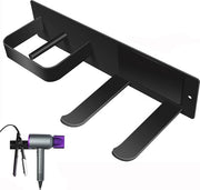 Sostegno per asciugacapelli in acciaio inossidabile - Nessuna perforazione - Adesivo auto - Bagno Camera da letto Salon di bellezza - Nero