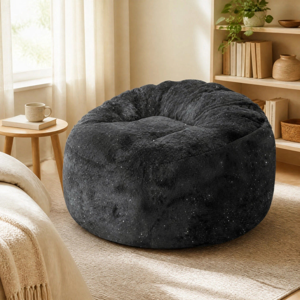 POLTRONA a sacco ergonomica 50 x 41 x 31 cm in flanella nera