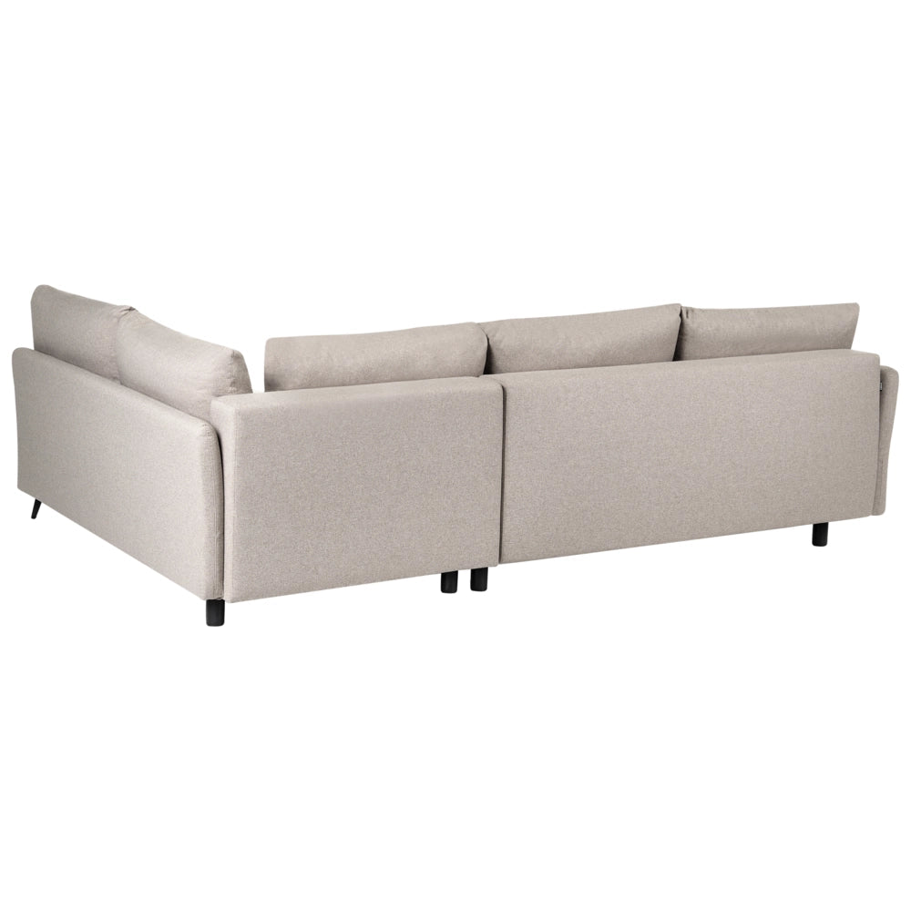 Divano Letto Angolare a 3 Posti Sinistro in Tessuto Beige con Contenitore per Soggiorno Koge