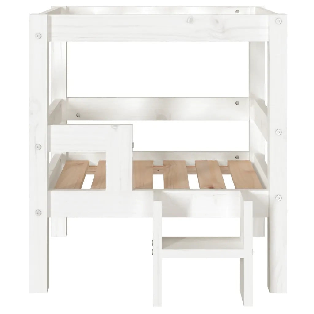 Cuccia per Cani Bianco 55,5x53,5x60cm in Legno Massello di Pino 822368