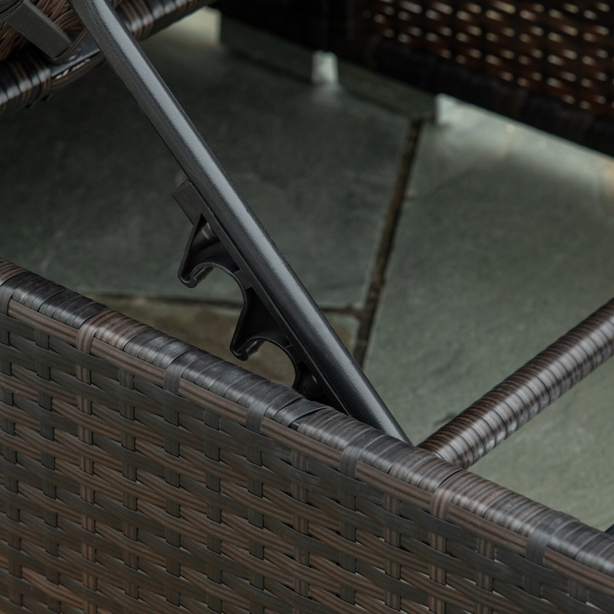 EASYCOMFORT  Lettino Prendisole in Rattan PE con Schienale Reclinabile su 5 Posizioni, 195x68x30cm, Marrone