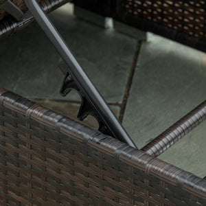 EASYCOMFORT  Lettino Prendisole in Rattan PE con Schienale Reclinabile su 5 Posizioni, 195x68x30cm, Marrone