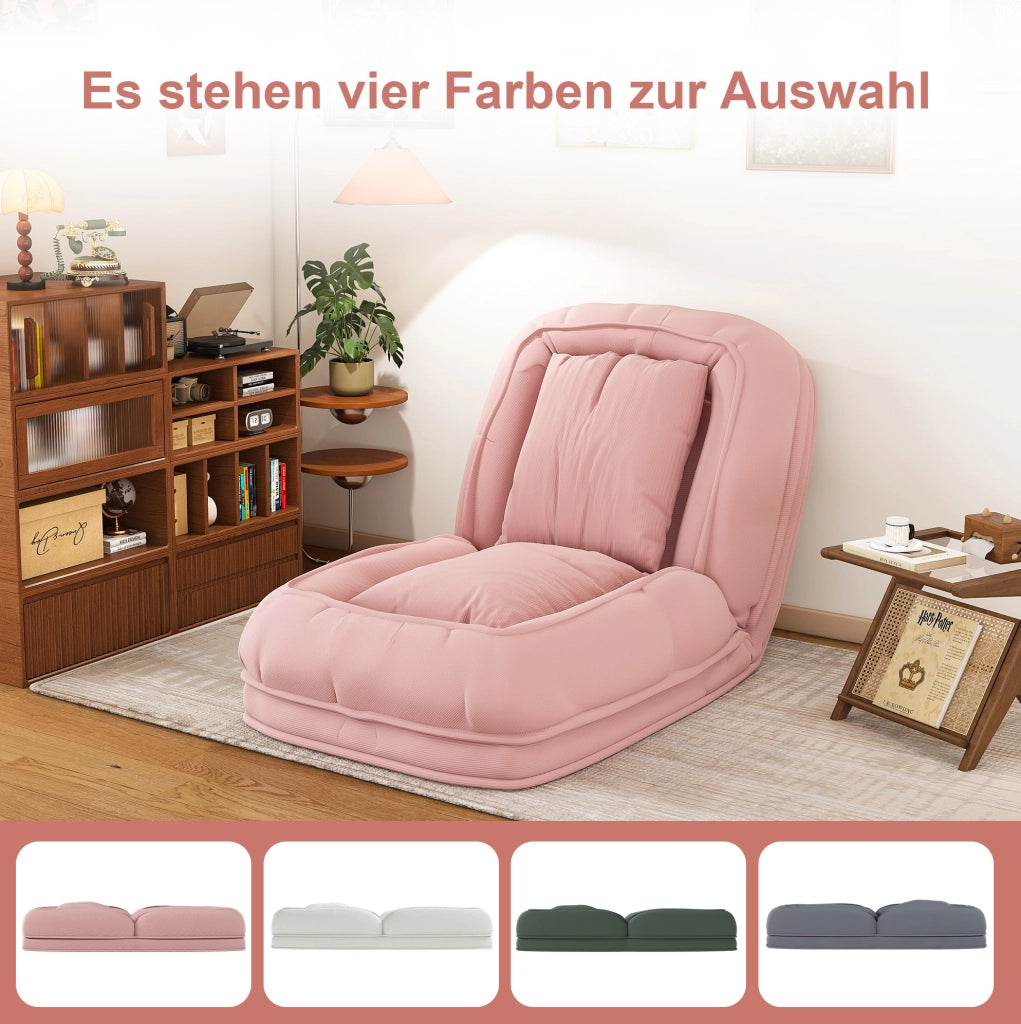 Sofa letto pieghevole ergonomico 80x22x87 cm in tessuto e metallo; rosa