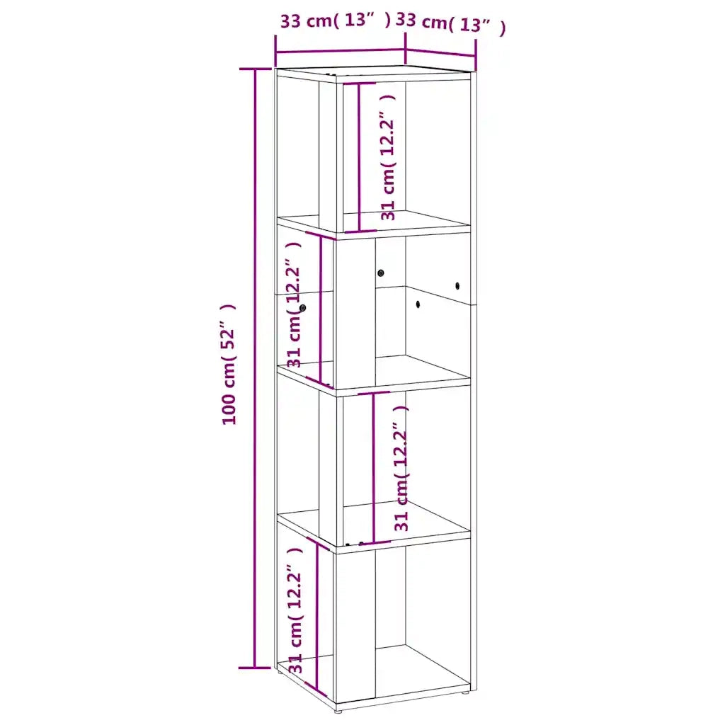 Scaffale Angolare Rovere Fumo 33x33x132 cm Legno Multistrato 816023