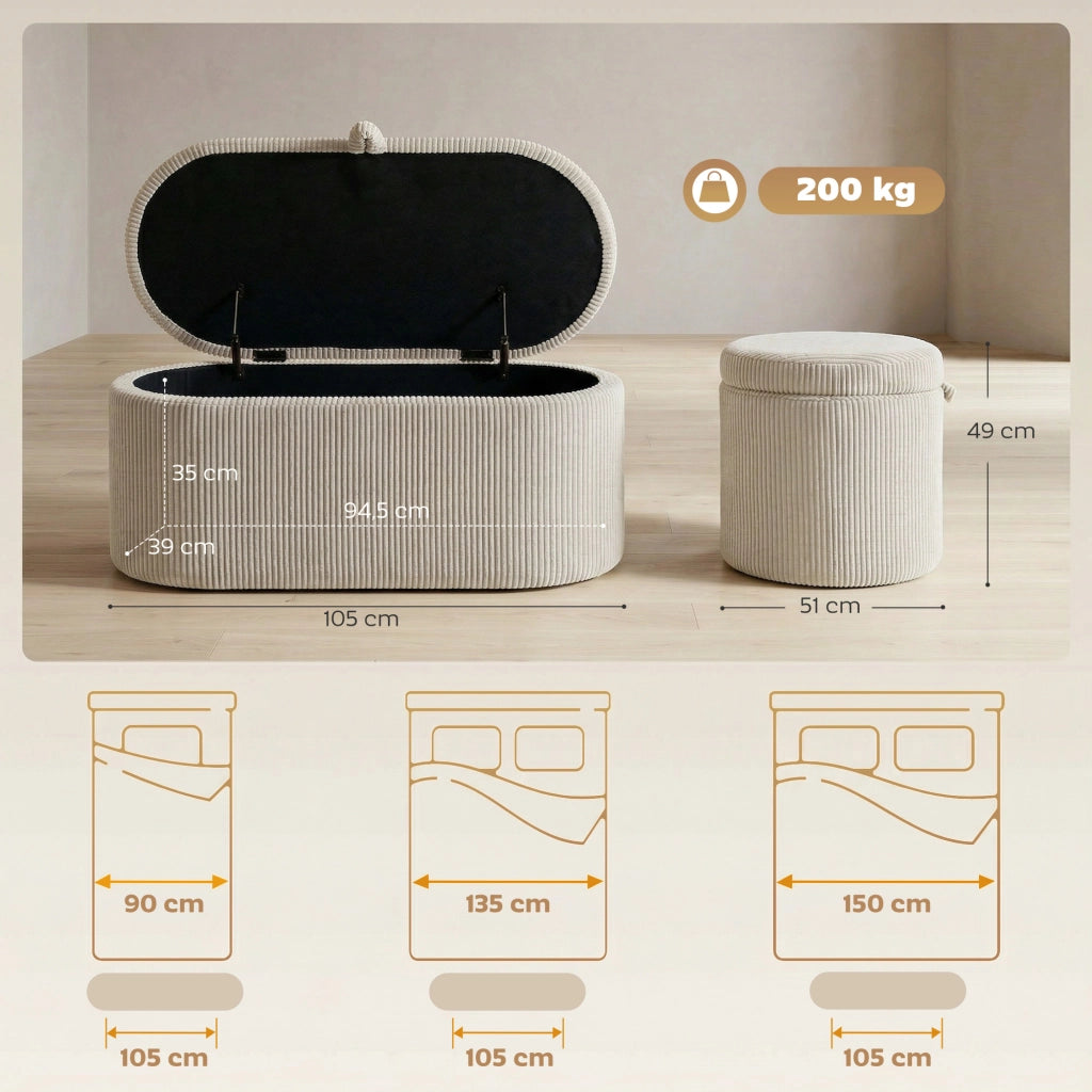 Pouf con contenitore ¨C zephmum ¨C beige 105x51x49 cm