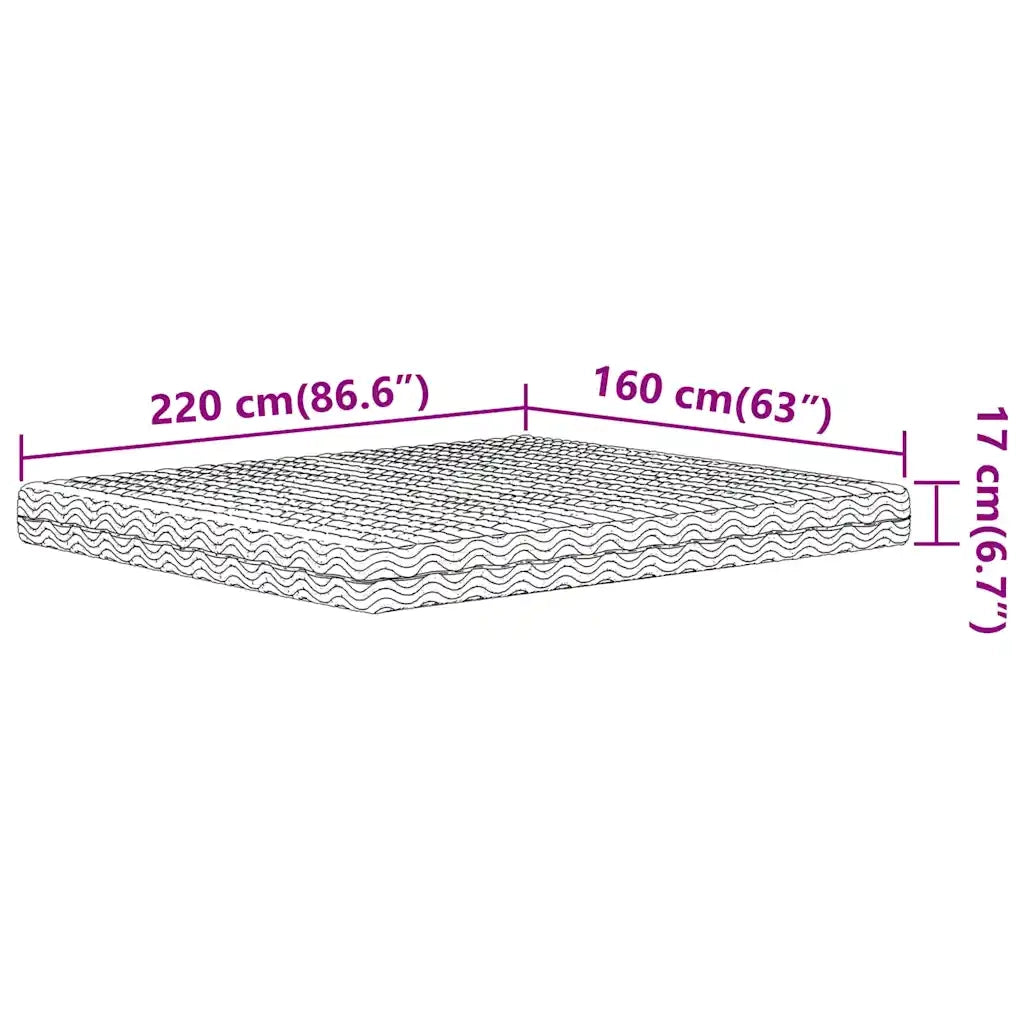 Materasso in Schiuma-Materasso per Letto Bianco 160x220 cm Durezza H2 H3