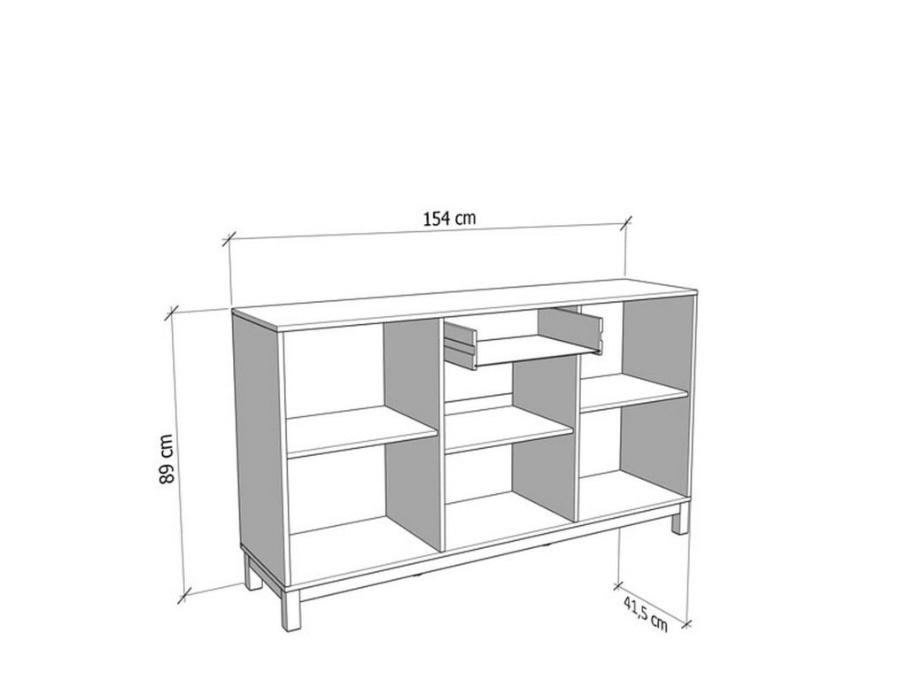 Madia Pianico, Credenza 3 Ripiani, 154x41.5x89h cm Bianco Crema