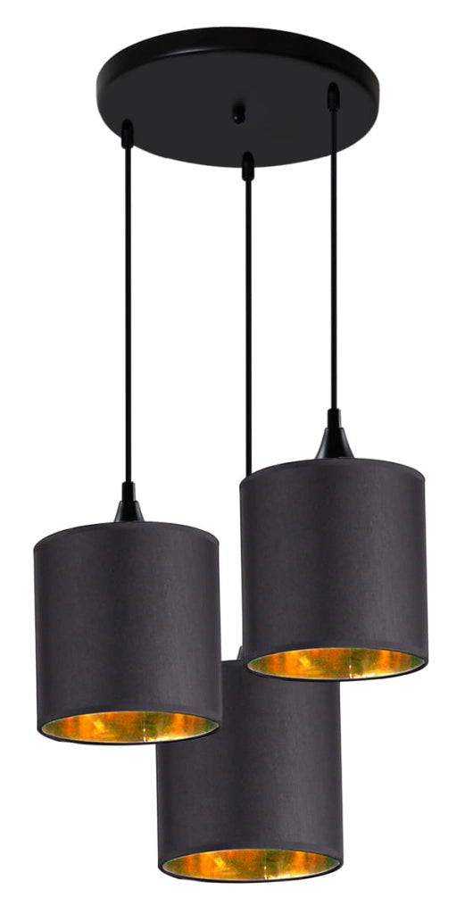Lampadario LONG Talerz nero/oro Ø40 3xE14 Candellux