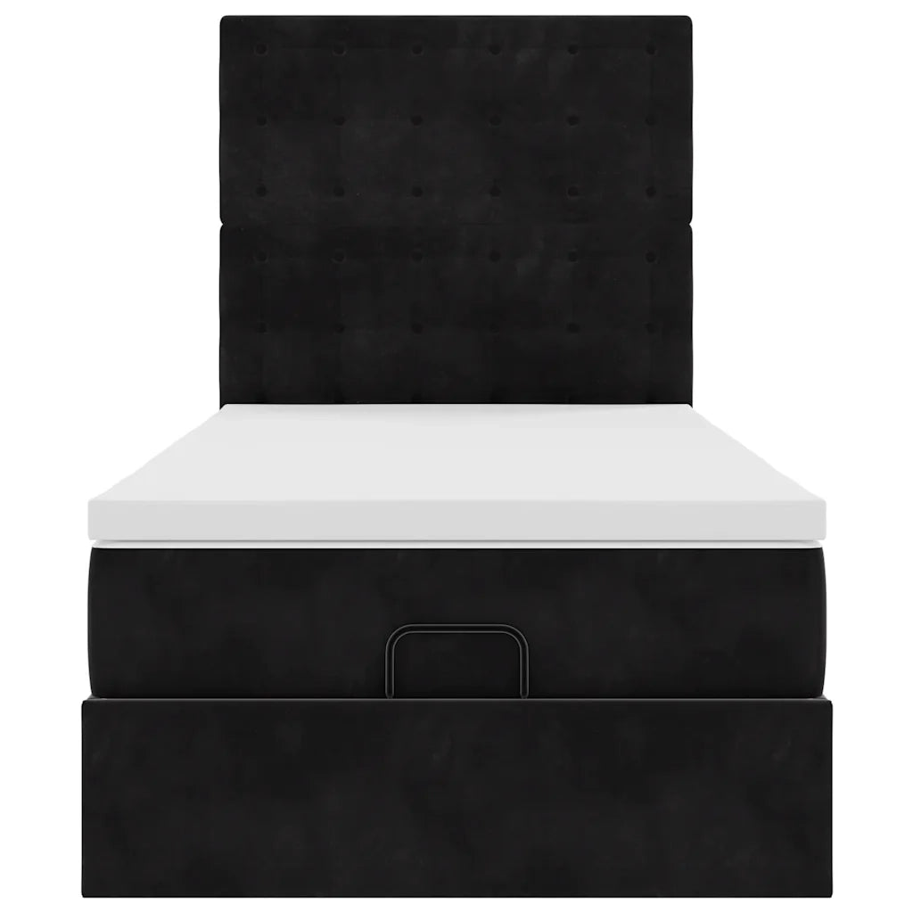 vidaXL Struttura Letto Pouf con Materassi Nero 90x190 cm in Velluto