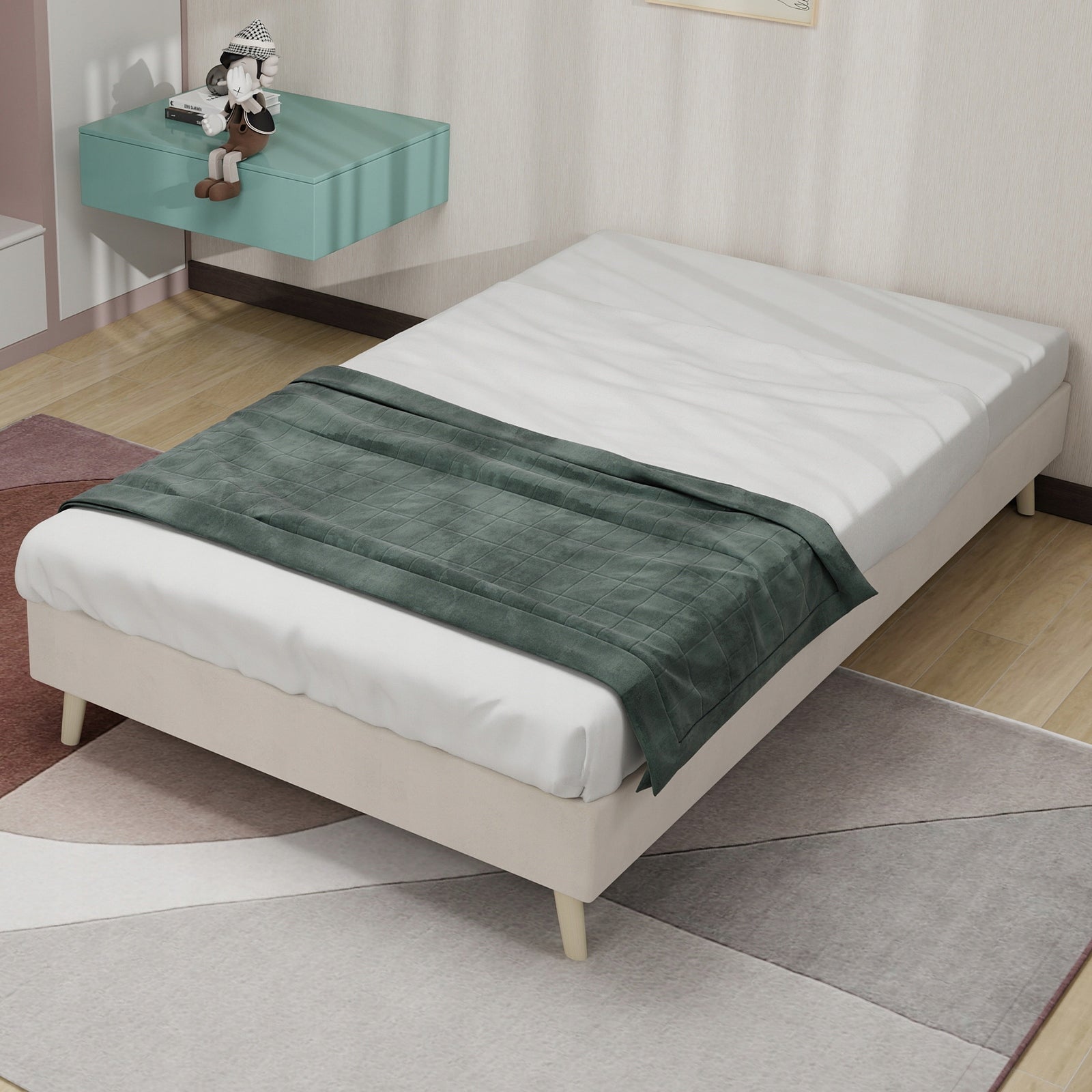 Letto singolo 90x200 - Xylo - Beige velluto olandese