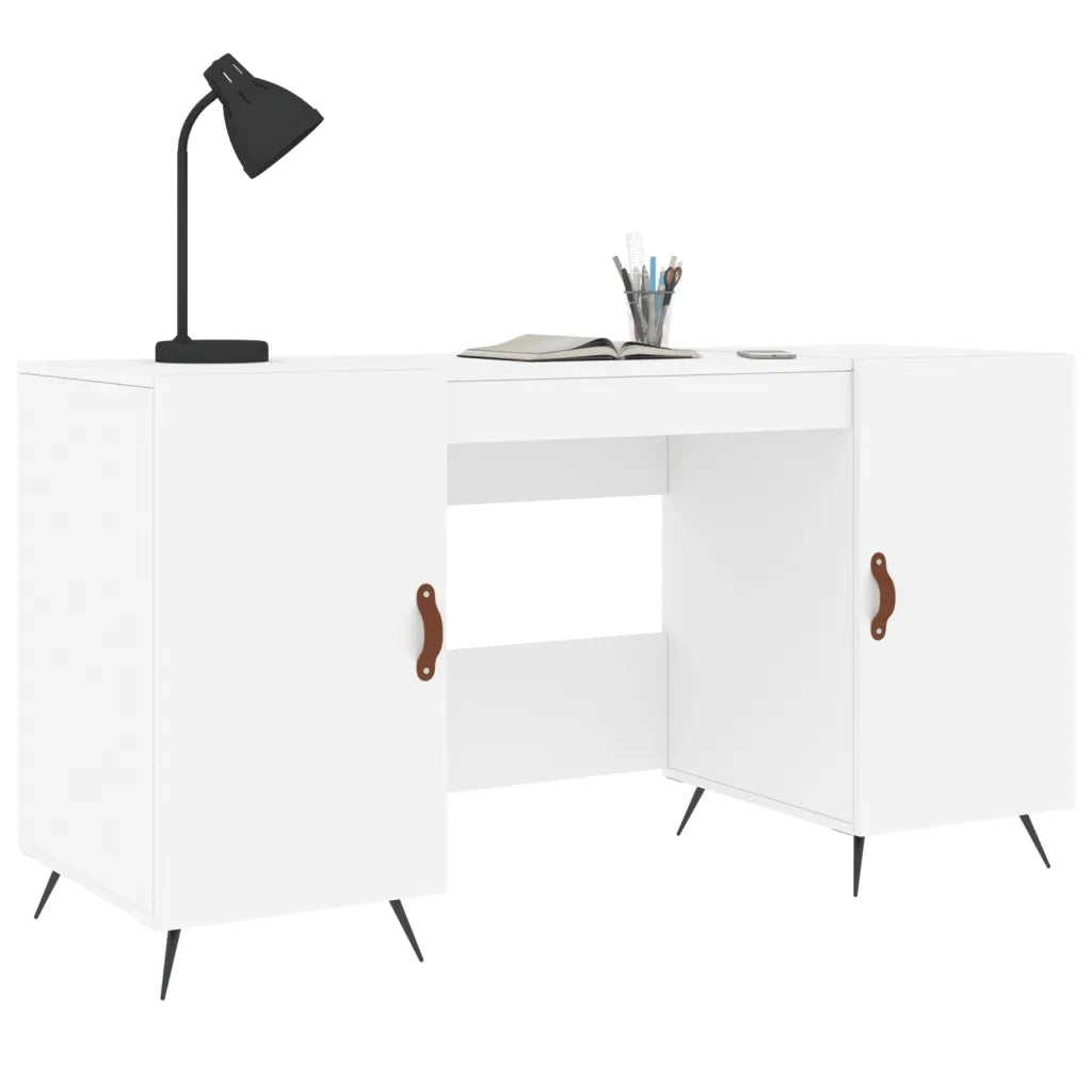 Scrivania Bianca 140x50x75 cm in Legno Multistrato 829516