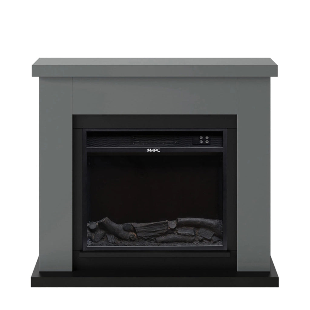 Caminetto Fuego Paolo Gris 1500w a Parete Con Cornice Telecomando e Bruciatore 1500w Grigio Scuro