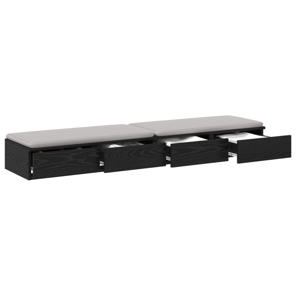Cassetti per Letto Nero Rovere 160x36,5x16,5 cm Legno Ingegnerizzato