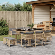Set Pranzo da Giardino 11 pz con Cuscini Beige Misto Polyrattan 3211512
