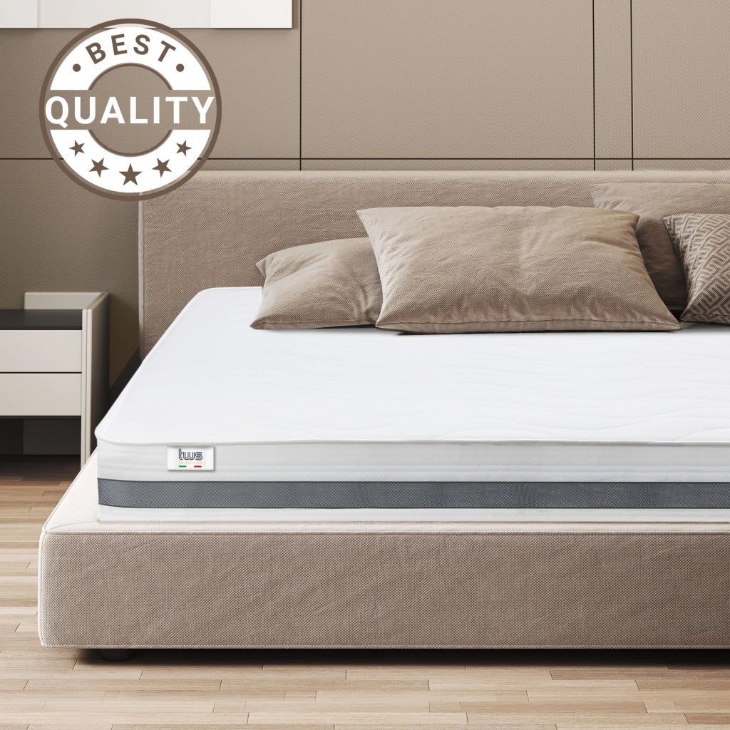 Materasso a molle Insacchettate e Memory matrimoniale Super king size200x200 altezza 20 cm |Medio Rigido , Automodellante, Ortopedico | Rivestimento Anallergico e Traspirante