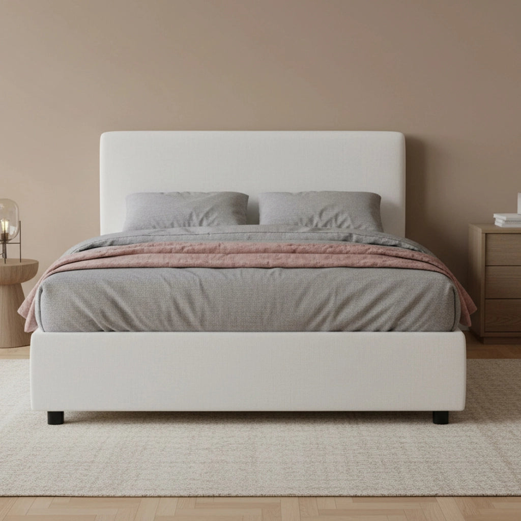April, Letto Piazza e Mezza Contenitore Made in Italy, Bianco