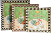 Biscottini Set 3 vassoi in policarbonato decorato anticato A LA FERME GREEN