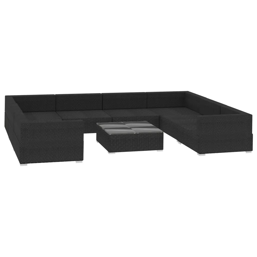 Set Divani da Giardino 9 pz con Cuscini in Polyrattan Nero cod mxl 70436