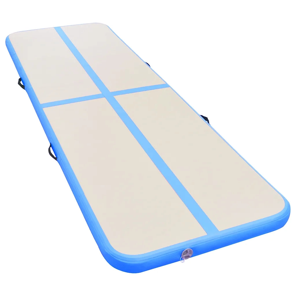 Tappetino Ginnastica Gonfiabile con Pompa 400x100x10 cm PVC Blu CFW2833763
