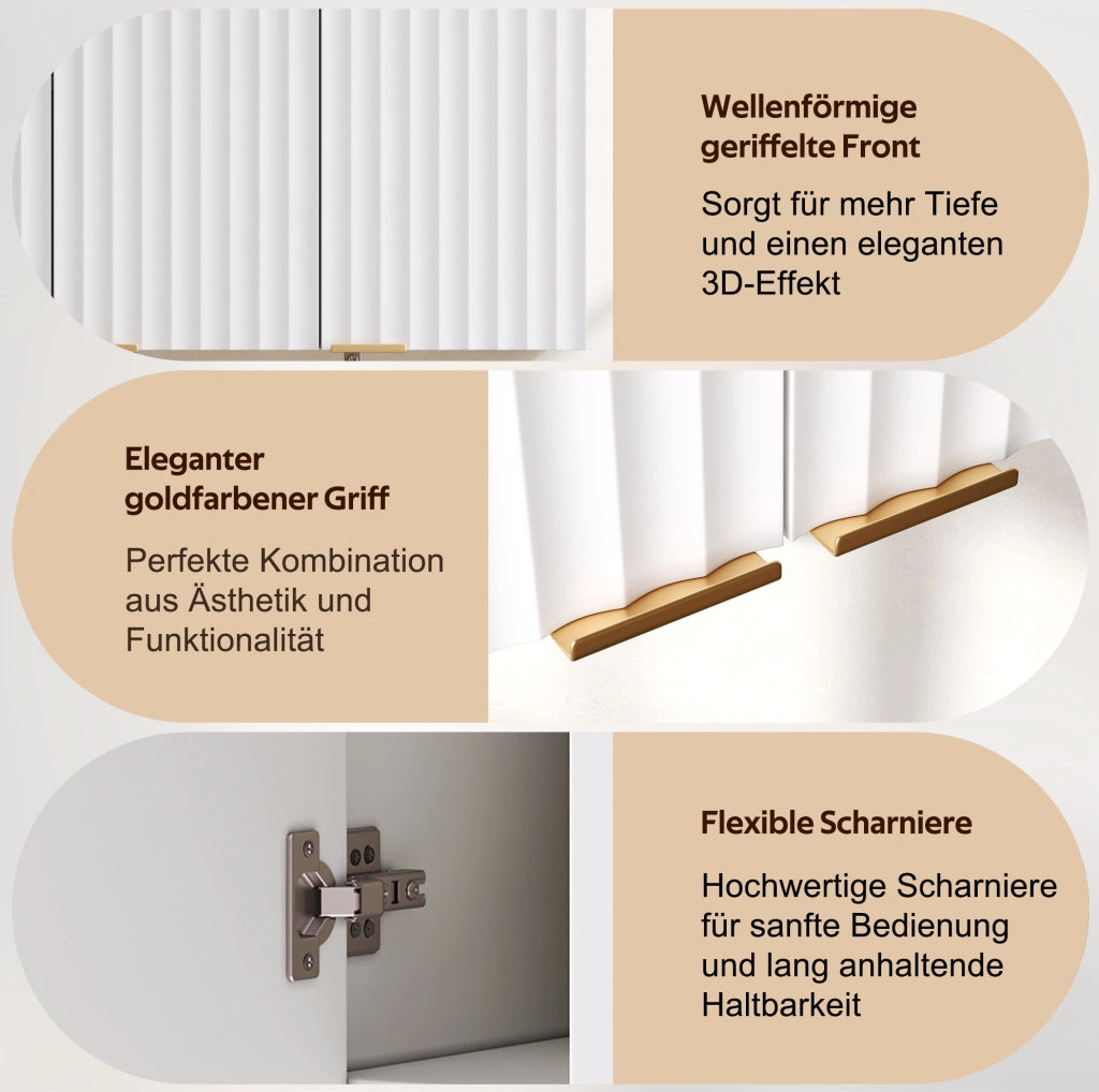Pensile da parete con 3 ante; 90 x 29 x 60 cm; in MDF bianco