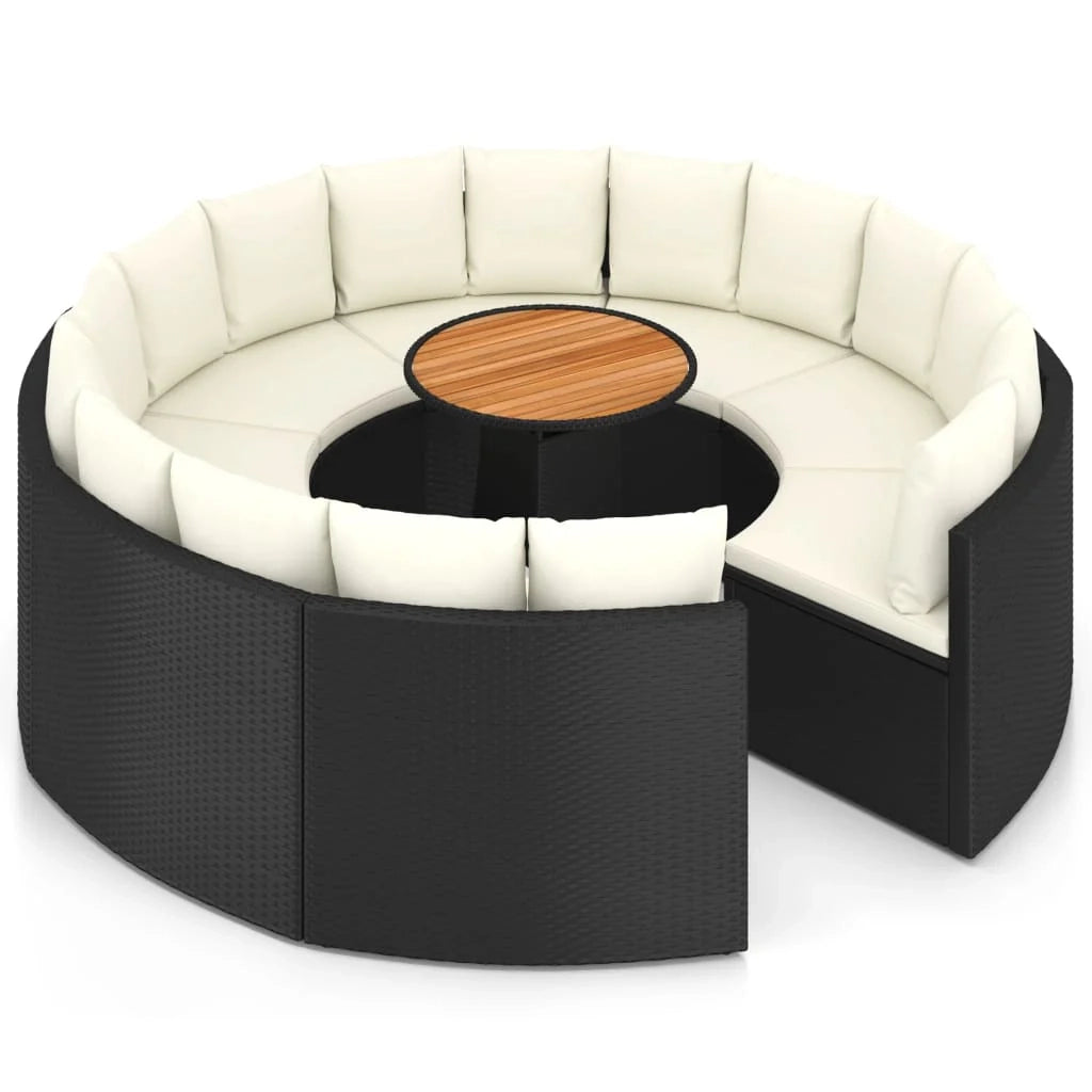 Set di mobili da giardino mobili da esterno 9 pezzi con cuscini resina intrecciata nera 02_0018140