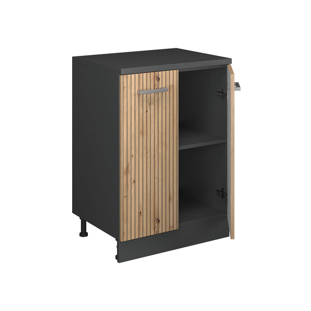 Mobile cucina sottotetto R-Line Rovere artigianale/Antracite 60 cm senza inclinazione con 2 ante Vicco