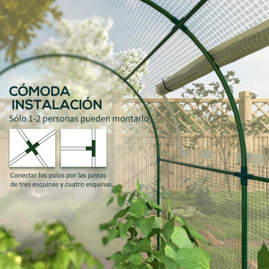 Serra da giardino tunnel 180x180x200 cm con porta a rullo e finestra in rete ¨C zephmum ¨C bianco