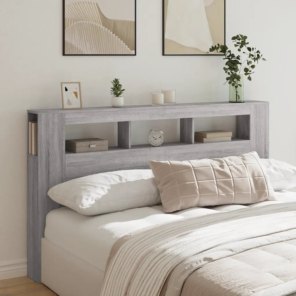 Testiera LED Grigio Sonoma 180x18,5x103,5 cm Legno Multistrato 837363