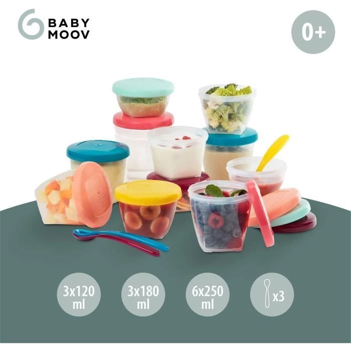 BABYMOOV Babybols Kit XXL MultiSet 12 vasetti + 3 cucchiaini morbidi