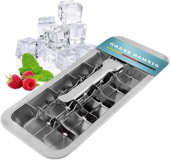 Ice Cube per Congelatore in Acciaio Inossidabile 18/8 con Maniglia - Sicuro per l'Alimentazione - Sostenibile - Senza Plastica - Grande Dimensione