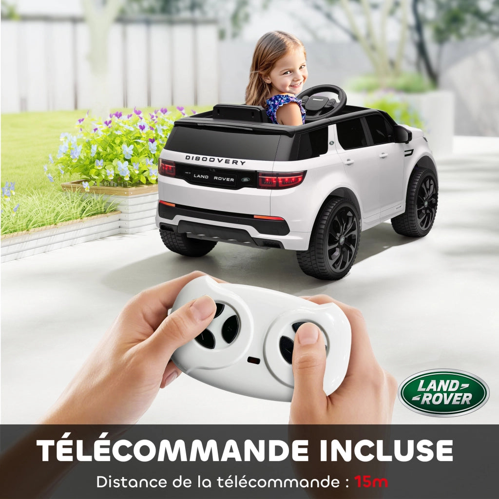 Auto elettrica per bambini Land Rover Discovery Sport ¨C zephmum ¨C Bianco, LED, telecomando, 12V