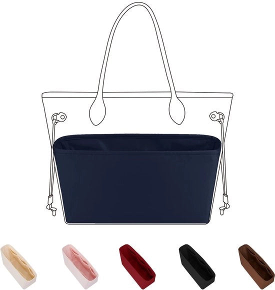 Organizzatore interno per borse, inserto di stoffa per Neverfull PM/MM/GM, organizzatore leggero per borse da donna (blu notte, MM)