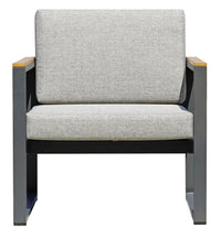 Set Salotto da Giardino Divano 2 Poltrone e Tavolino Cerveteri in Alluminio Antracite e Grigio